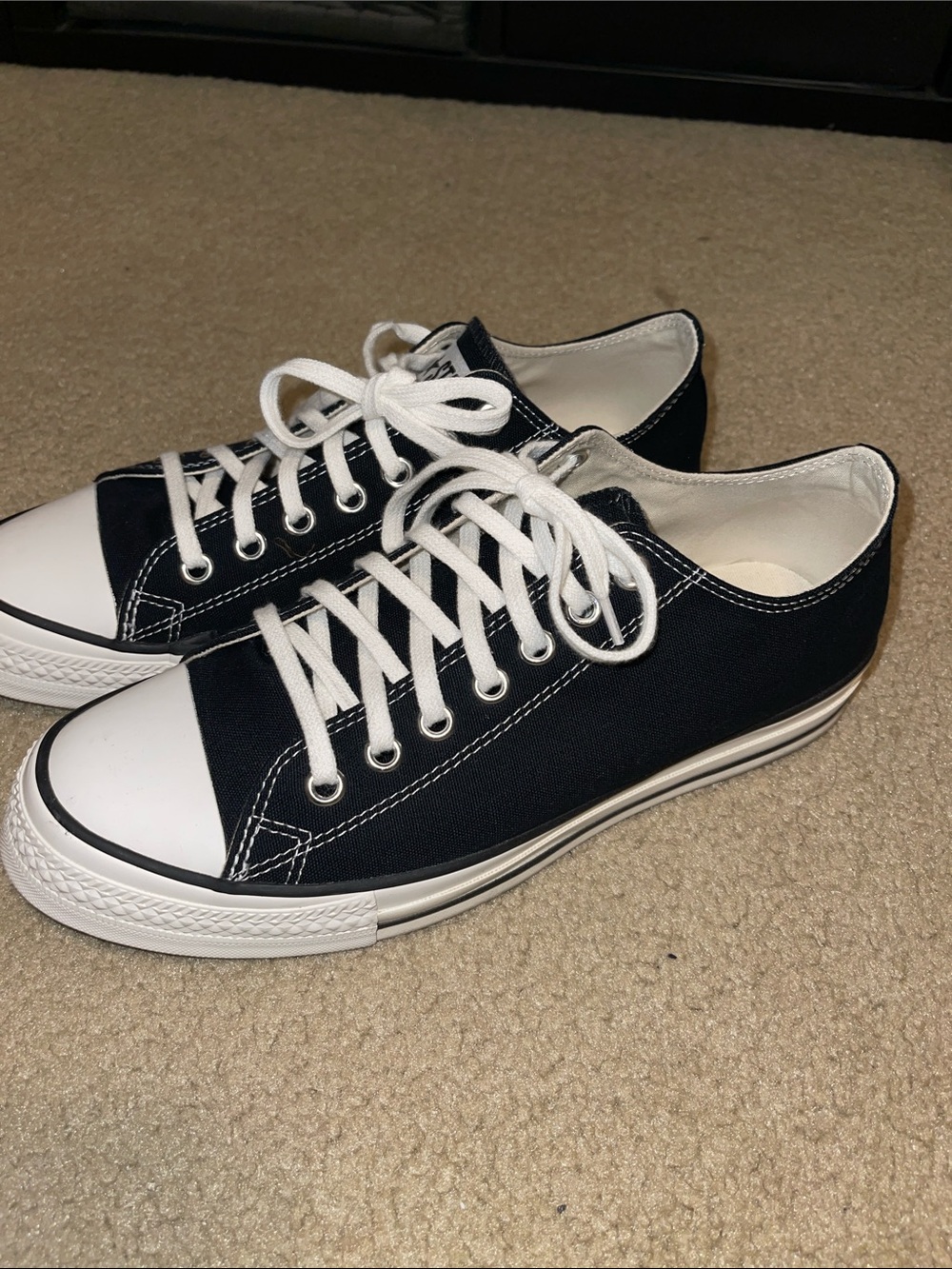 Converse Black Canvas Low-Top Sneakers with White Accents.  Size 10. NO Box - Picture 2 of 6